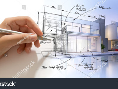 stock-photo-hand-drafting-a-design-villa-and-the-building-becoming-real-497743579